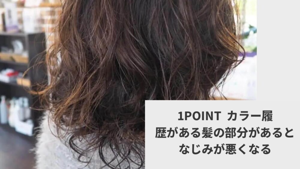 1POINT  カラー履歴がある髪の部分があるとなじみが悪くなる